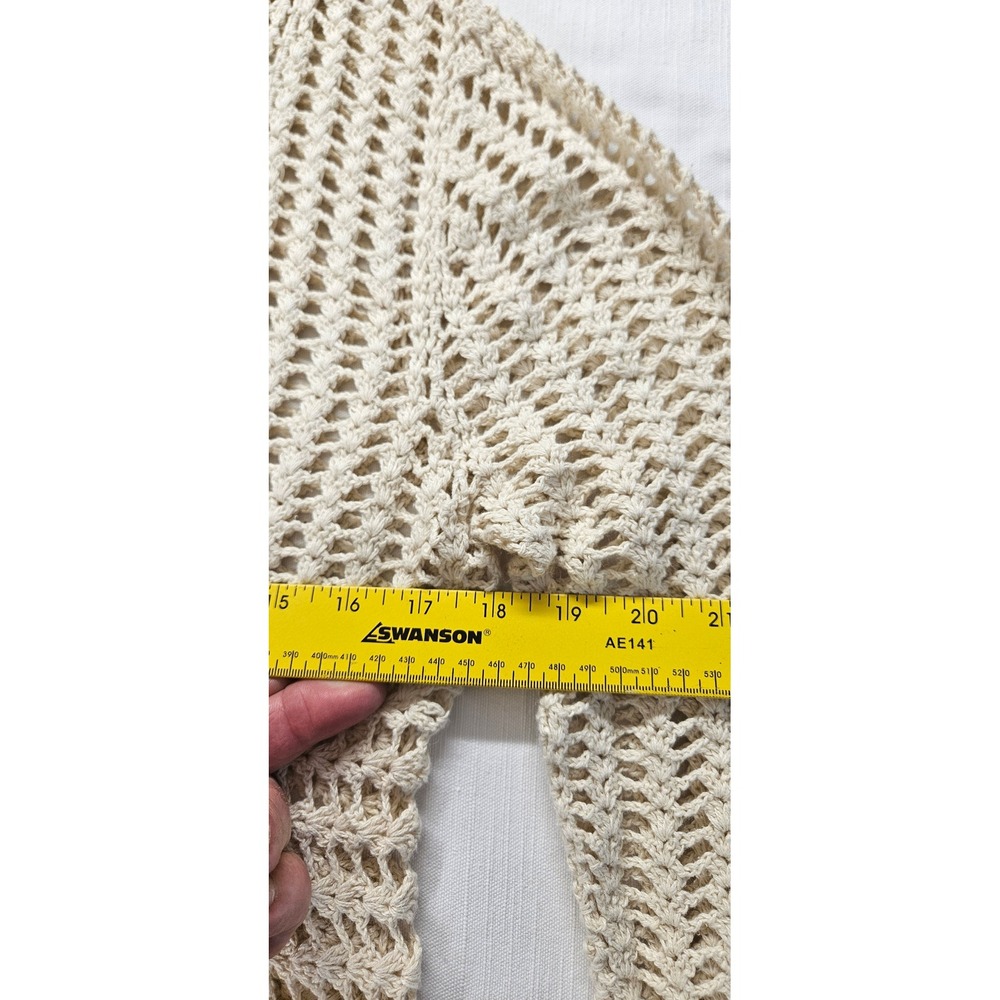 Faded Glory Crochet Cardigan Womens XL Cream Boho Knit Button Front Sweater - Picture 4 of 6
